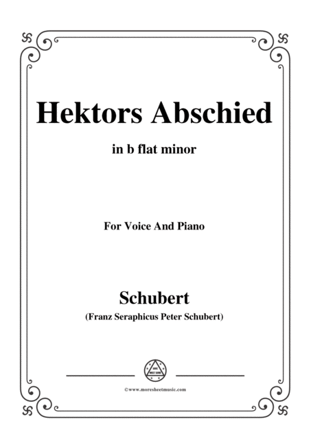 Schubert Hektors Abschied Hectors Farewell D 312 In B Flat Minor For Voice Piano Sheet Music