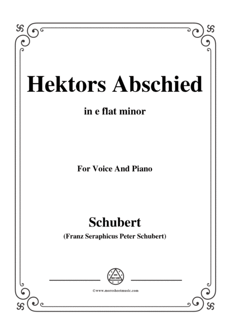 Free Sheet Music Schubert Hektors Abschied Hectors Farewell D 312 In E Flat Minor For Voice Piano