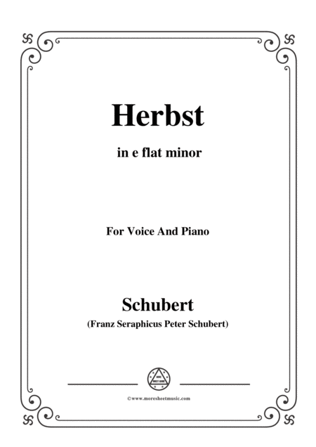 Free Sheet Music Schubert Herbst Autumn In E Flat Minor D 945 For Voice And Piano
