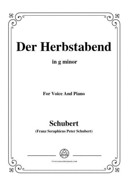 Free Sheet Music Schubert Herbstabend Der In G Minor For Voice And Piano