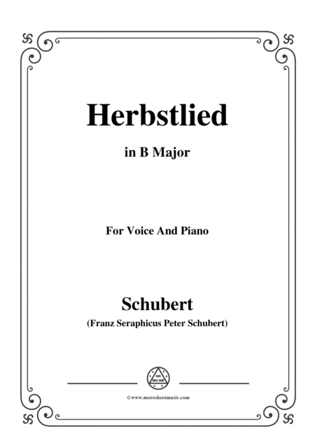 Free Sheet Music Schubert Herbstlied In B Major For Voice And Piano