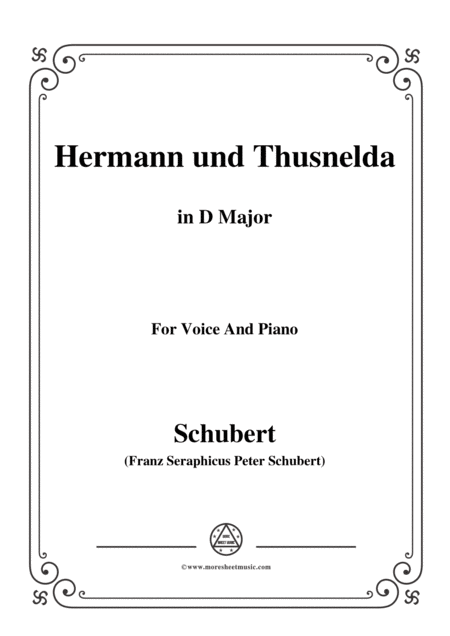 Schubert Hermann Und Thusnelda In D Major For Voice Piano Sheet Music