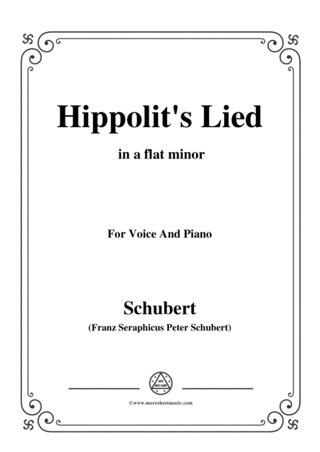 Schubert Hippolits Lied In A Flat Minor For Voice Piano Sheet Music