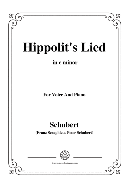 Free Sheet Music Schubert Hippolits Lied In C Minor For Voice Piano
