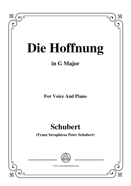 Schubert Hoffnung Die Hoffnung In G Major Op 87 No 2 For Voice And Piano Sheet Music