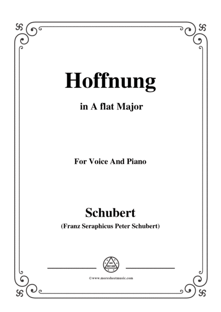 Schubert Hoffnung In A Flat Major D 251 For Voice And Piano Sheet Music