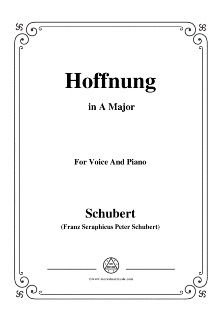 Free Sheet Music Schubert Hoffnung In A Major D 251 For Voice And Piano