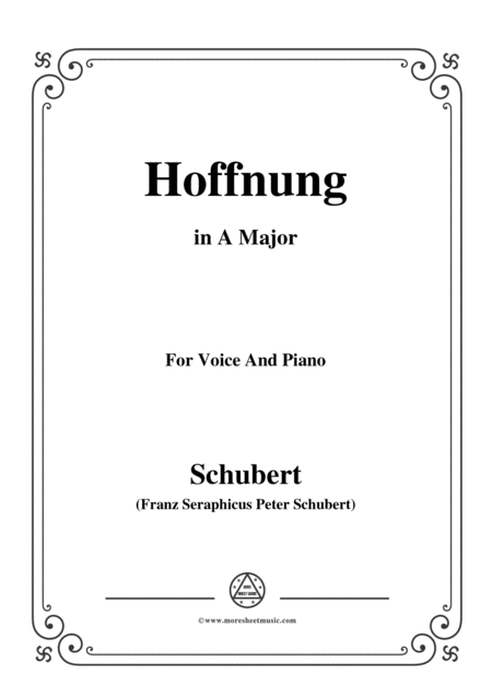 Free Sheet Music Schubert Hoffnung In A Major For Voice Piano