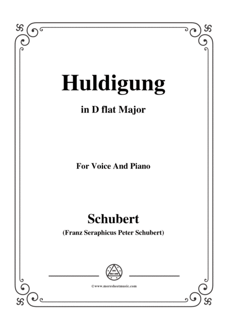 Schubert Huldigung In D Flat Major For Voice Piano Sheet Music