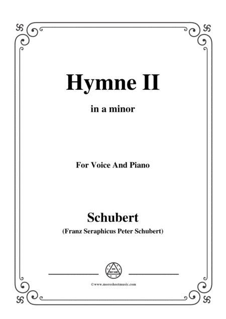 Free Sheet Music Schubert Hymne Hymn Ii D 660 In A Minor For Voice Piano