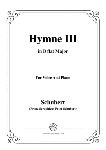 Schubert Hymne Hymn Iii D 661 In B Flat Major For Voice Piano Sheet Music