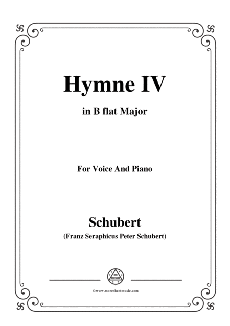 Schubert Hymne Hymn Iv D 662 In B Flat Major For Voice Piano Sheet Music