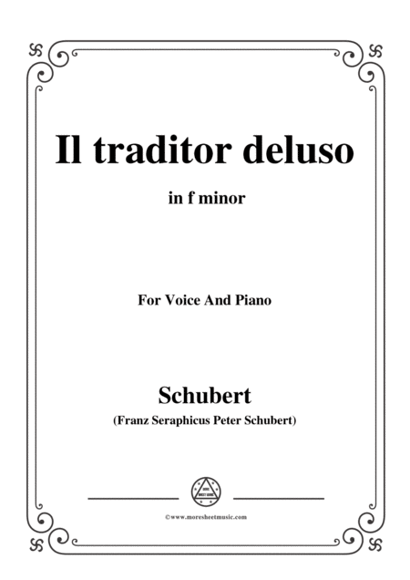 Schubert Il Traditor Deluso In F Minor For Voice And Piano Sheet Music