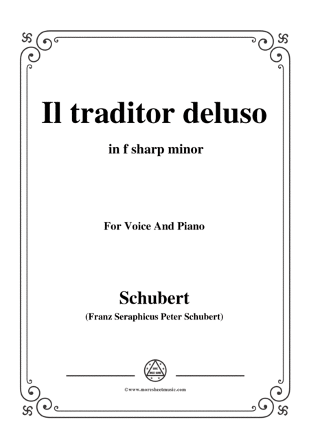 Free Sheet Music Schubert Il Traditor Deluso In F Sharp Minor For Voice And Piano