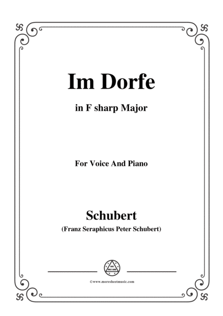 Schubert Im Dorfe In F Sharp Major Op 89 No 17 For Voice And Piano Sheet Music