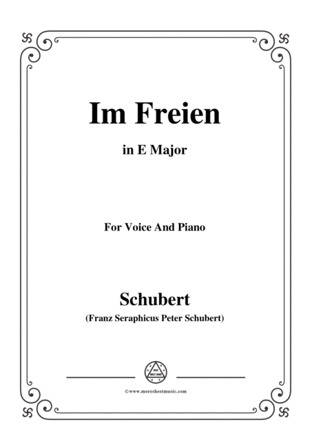 Schubert Im Freien In E Major Op 80 No 3 For Voice And Piano Sheet Music