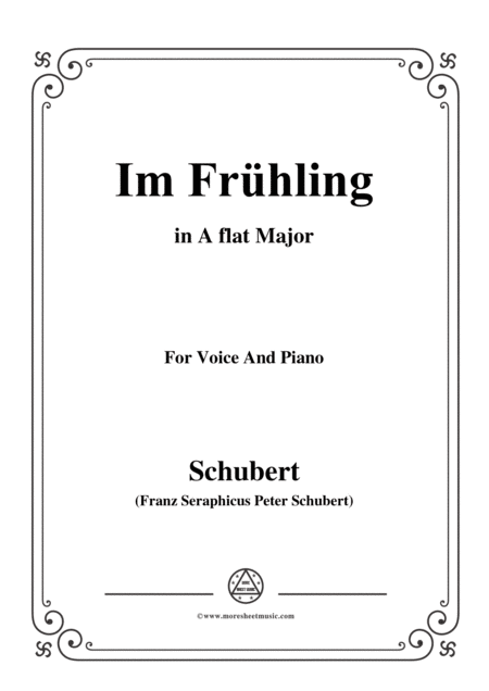 Schubert Im Frhling In A Flat Major For Voice And Piano Sheet Music