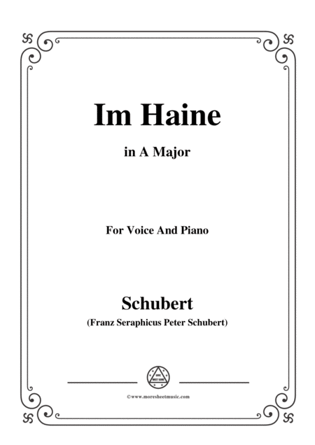 Schubert Im Haine Op 56 No 3 In A Major For Voice Piano Sheet Music