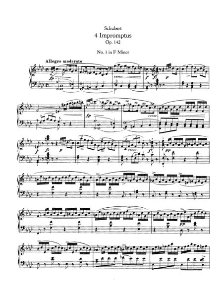 Schubert Impromptu Op 142 No 1 In F Minor Original Piano Solo Sheet Music