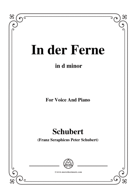 Schubert In Der Ferne In D Minor For Voice Piano Sheet Music