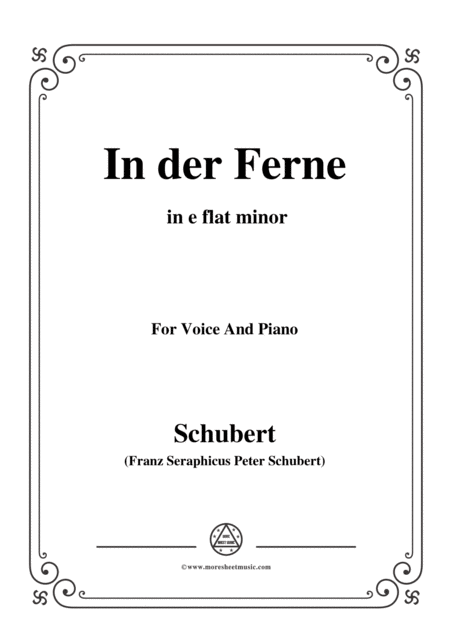 Schubert In Der Ferne In E Flat Minor For Voice Piano Sheet Music