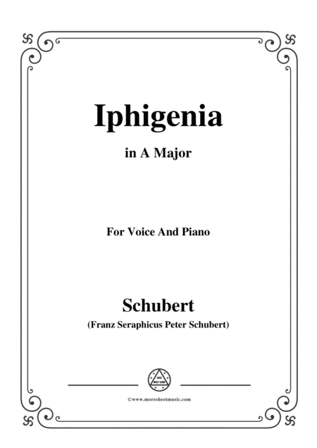 Schubert Iphigenia In A Major Op 98 No 3 For Voice And Piano Sheet Music