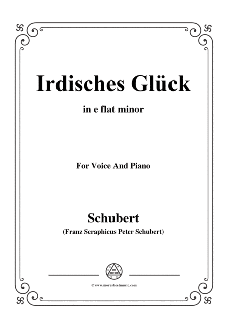 Schubert Irdisches Glck Op 95 No 4 In E Flat Minor For Voice Piano Sheet Music