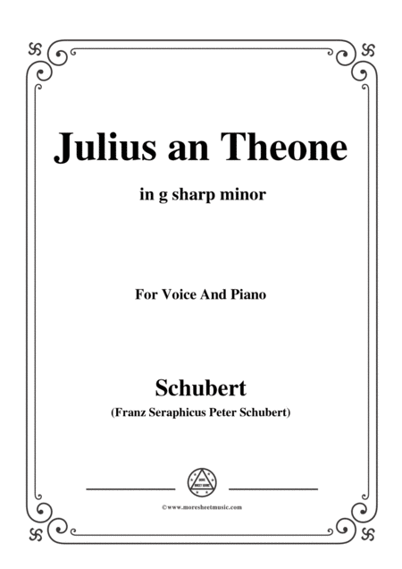 Schubert Julius An Theone In G Sharp Minor For Voice Piano Sheet Music