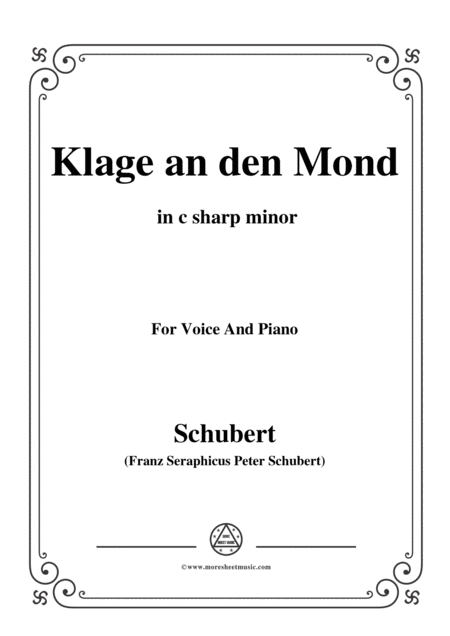 Schubert Klage An Den Mond In C Sharp Minor For Voice And Piano Sheet Music