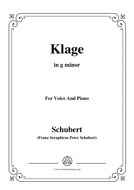 Free Sheet Music Schubert Klage In G Minor For Voice Piano