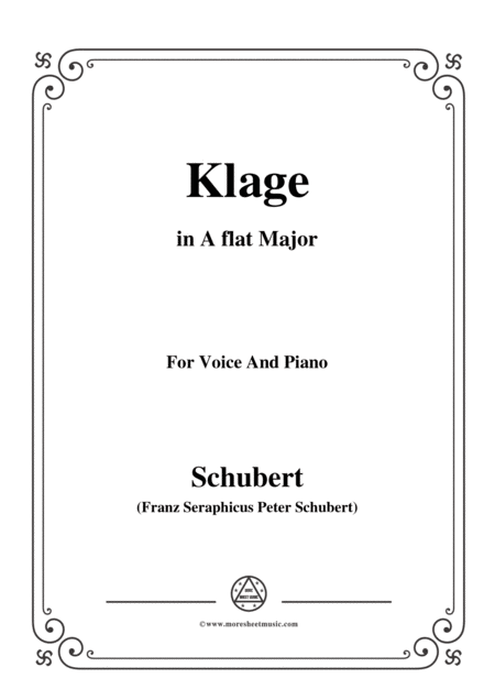 Schubert Klage Lament In A Flat Major D 415 For Voice And Piano Sheet Music