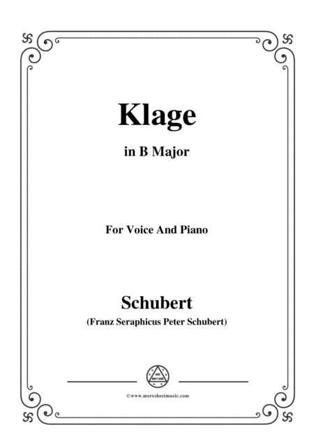 Schubert Klage Lament In B Major D 415 For Voice And Piano Sheet Music