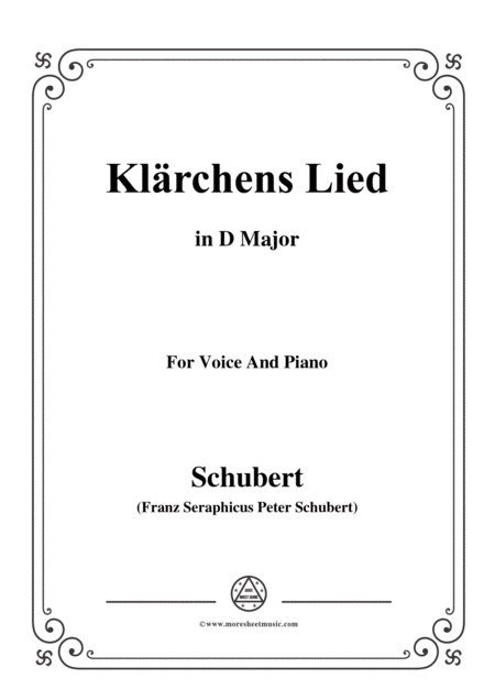 Free Sheet Music Schubert Klrchens Lied Love D 210 In D Major For Voice Piano