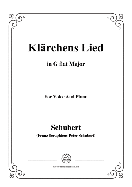 Free Sheet Music Schubert Klrchens Lied Love D 210 In G Flat Major For Voice Piano