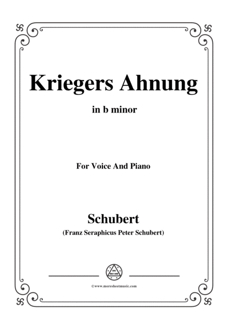 Schubert Kriegers Ahnung In B Minor For Voice Piano Sheet Music