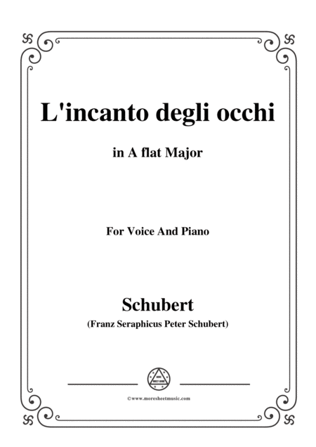 Free Sheet Music Schubert L Incanto Degli Occhi In A Flat Major Op 83 No 1 For Voice And Piano