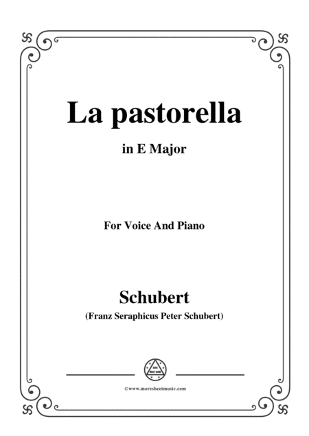 Schubert La Pastorella In E Major For Voice Piano Sheet Music