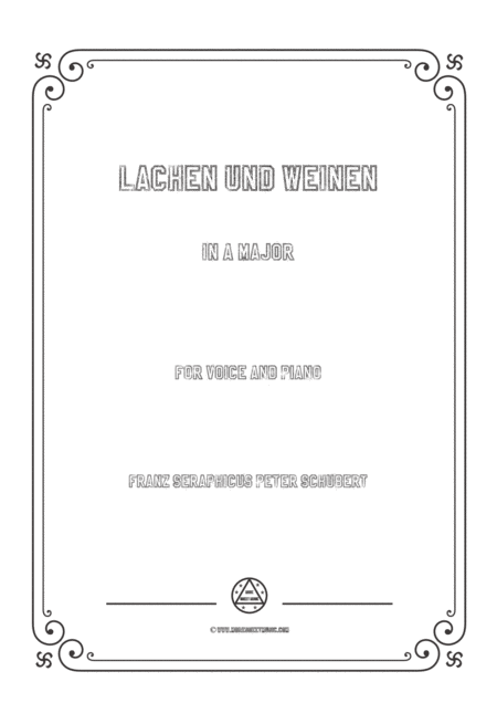 Free Sheet Music Schubert Lachen Und Weinen In A Major For Voice And Piano