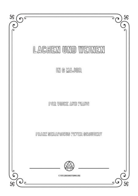 Schubert Lachen Und Weinen In G Major For Voice And Piano Sheet Music