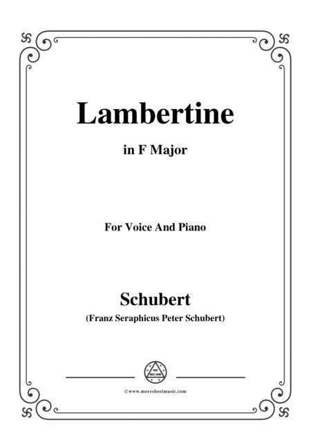 Schubert Lambertine In F Major For Voice Piano Sheet Music