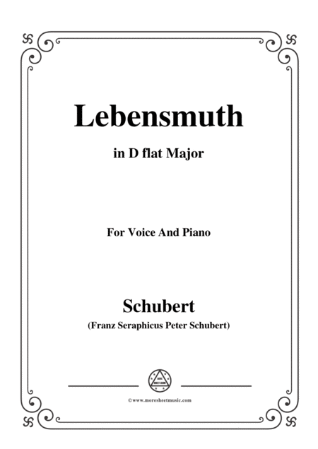 Schubert Lebensmuth In D Flat Major For Voice Piano Sheet Music