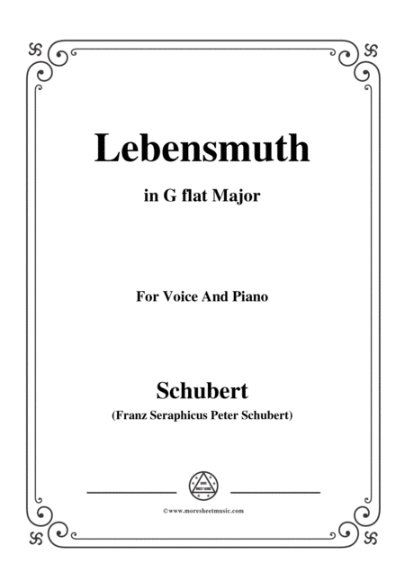 Free Sheet Music Schubert Lebensmuth In G Flat Major For Voice Piano