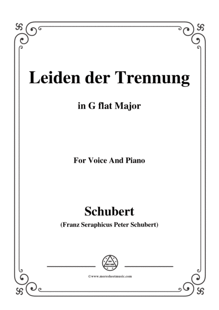 Free Sheet Music Schubert Leiden Der Trennung In G Flat Major For Voice Piano