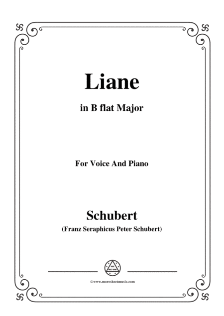 Schubert Liane In B Flat Major For Voice Piano Sheet Music