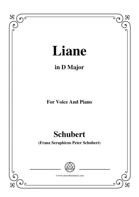 Schubert Liane In D Major For Voice Piano Sheet Music