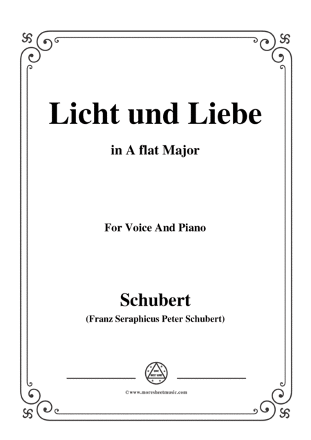 Schubert Licht Und Liebe Light And Love D 352 In A Flat Major For Voice Piano Sheet Music