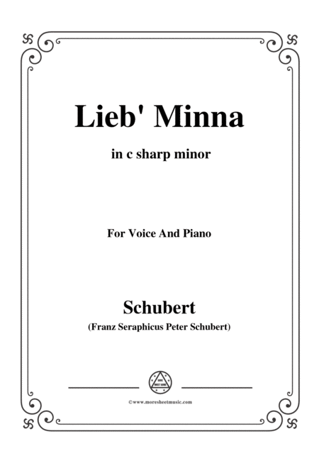 Free Sheet Music Schubert Lieb Minna Darling Minna D 222 In C Sharp Minor For Voice Piano