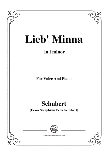 Free Sheet Music Schubert Lieb Minna Darling Minna D 222 In F Minor For Voice Piano