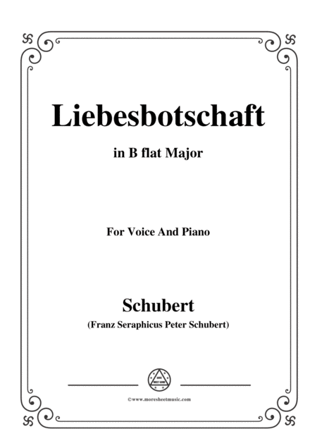 Schubert Liebesbotschaft From Schwanengesang Swan Song D 957 No 1 In B Flat Major Sheet Music