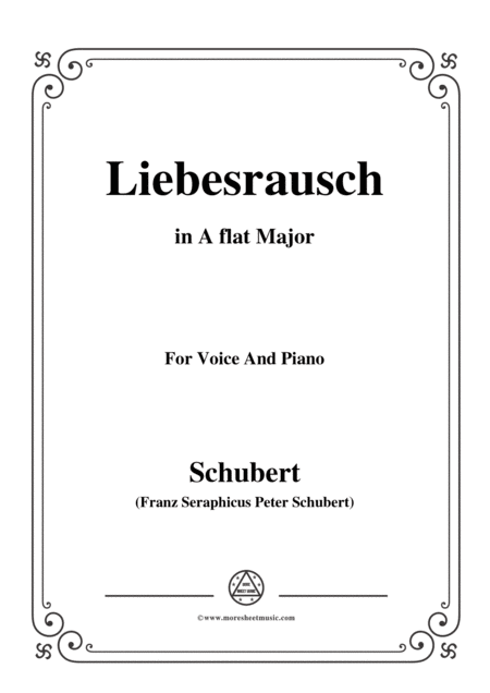 Schubert Liebesrausch In A Flat Major For Voice And Piano Sheet Music